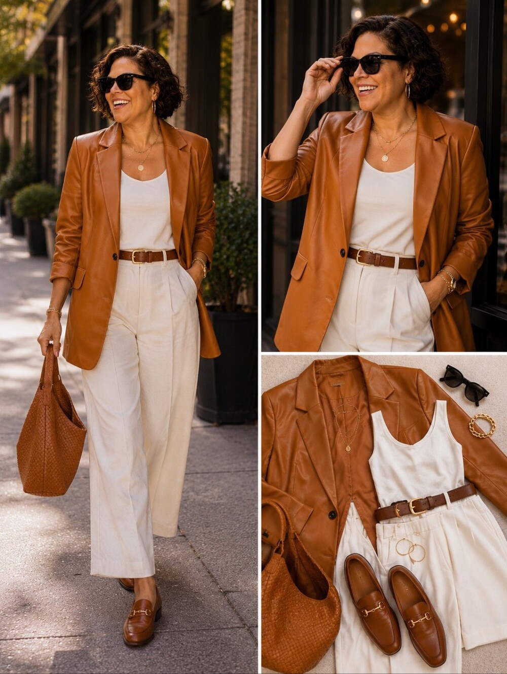 Eloquii Cognac Vegan Leather Blazer - Picture 2 of 6